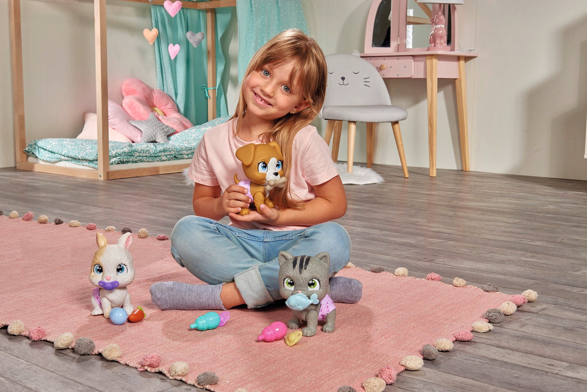 Pamper Petz Triušiukas – Interaktyvus Žaislas, Geria Ir Šlapinasi, 20 cm + Priedai