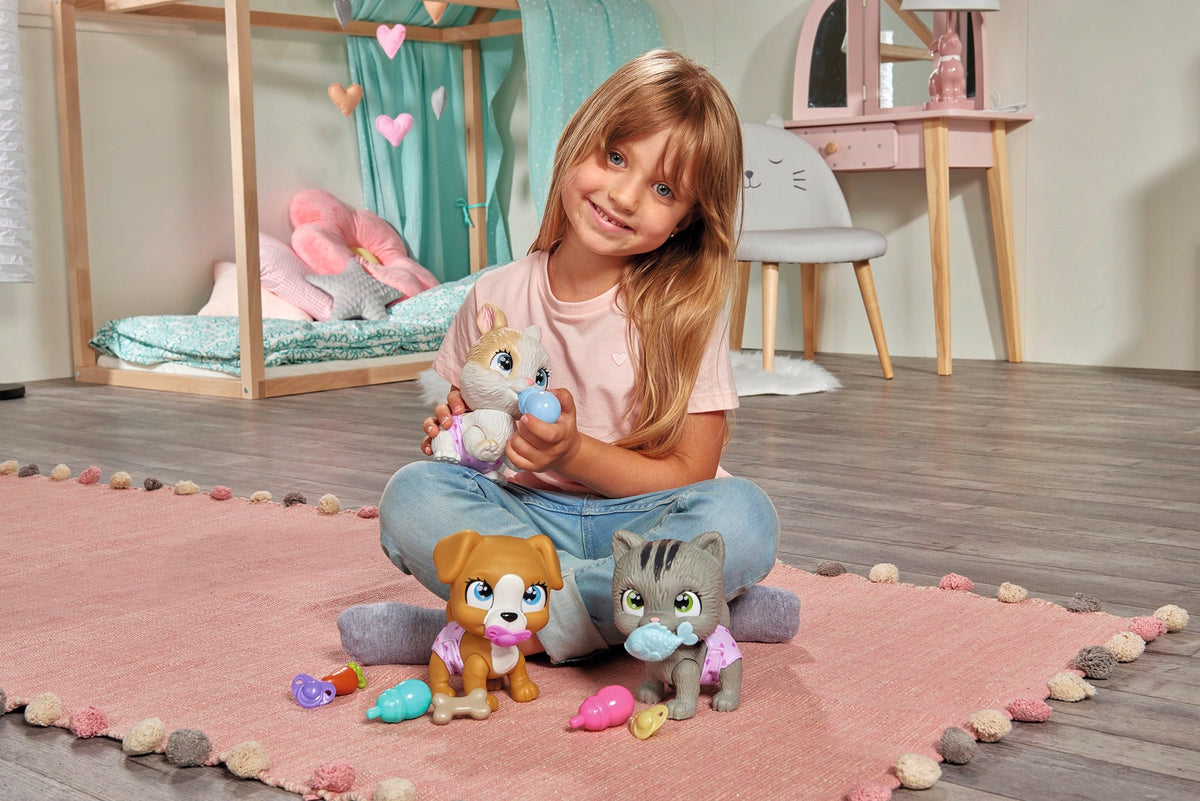 Pamper Petz Triušiukas – Interaktyvus Žaislas, Geria Ir Šlapinasi, 20 cm + Priedai