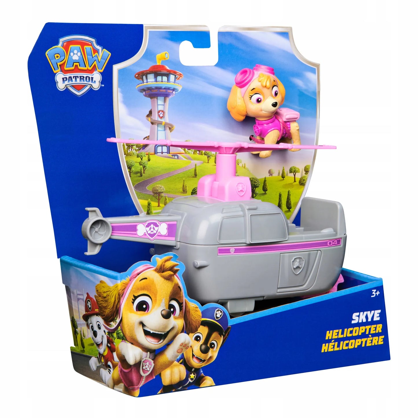 PAW PATROL SKYE SRAIGTASPARNIS GELBĖJIMO TRANSPORTO PRIEMONĖ + ŠUNIUKO FIGŪRĖLĖ