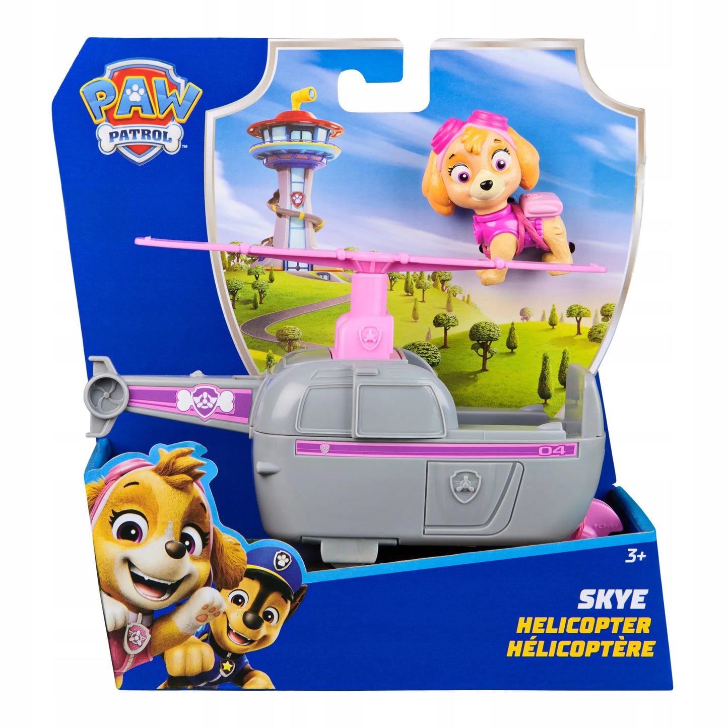 PAW PATROL SKYE SRAIGTASPARNIS GELBĖJIMO TRANSPORTO PRIEMONĖ + ŠUNIUKO FIGŪRĖLĖ