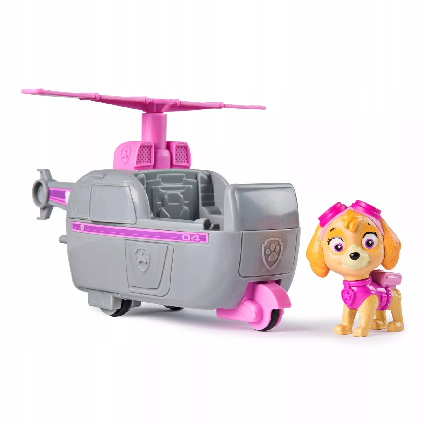 PAW PATROL SKYE SRAIGTASPARNIS GELBĖJIMO TRANSPORTO PRIEMONĖ + ŠUNIUKO FIGŪRĖLĖ