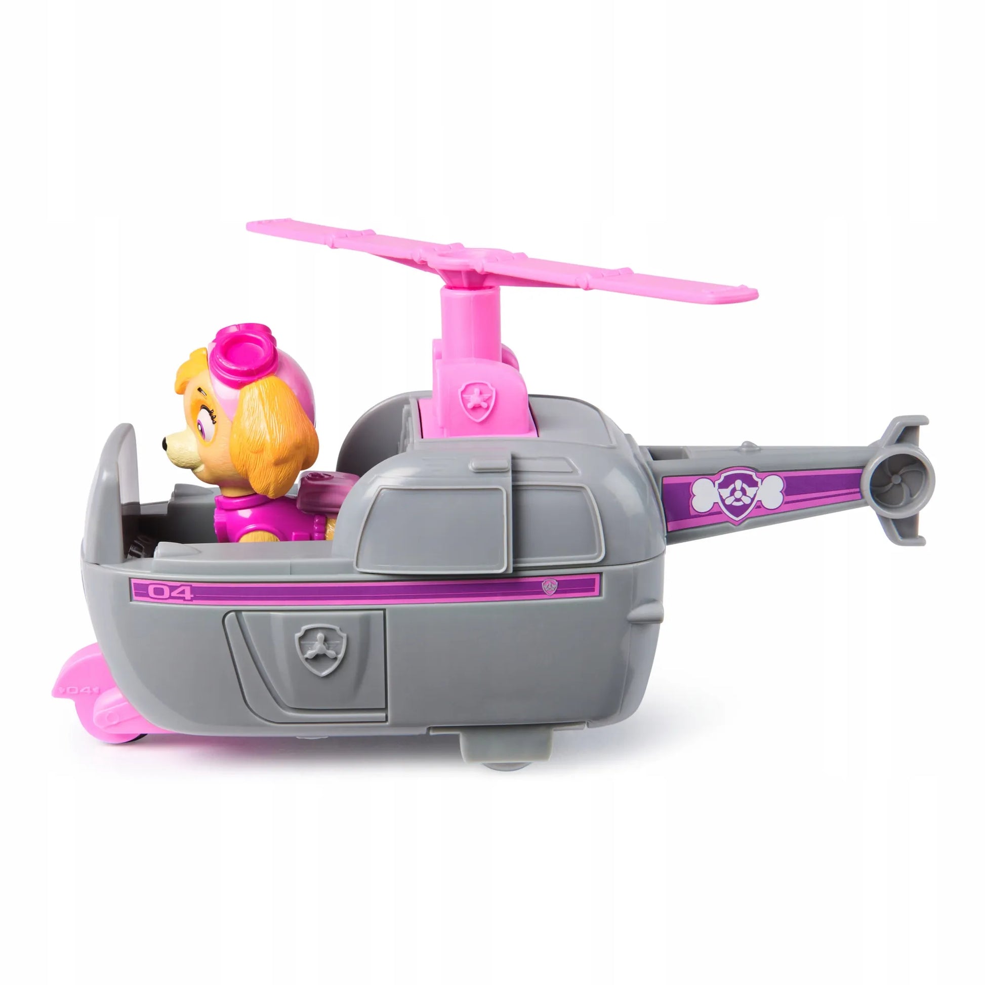 PAW PATROL SKYE SRAIGTASPARNIS GELBĖJIMO TRANSPORTO PRIEMONĖ + ŠUNIUKO FIGŪRĖLĖ
