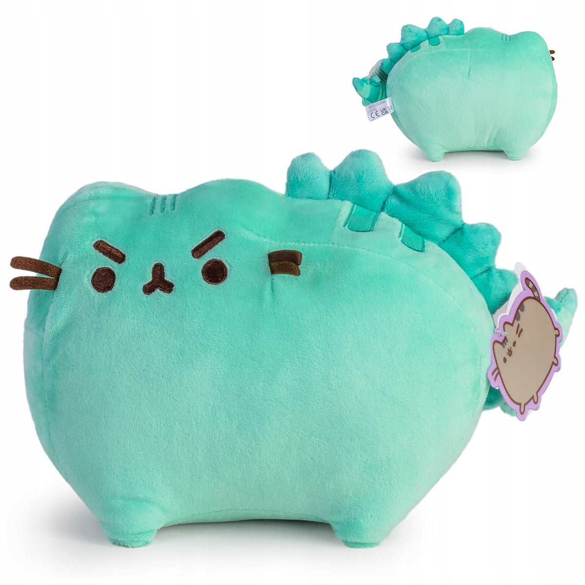 Pusheen Dinozauras Pusheenosaurus – Didelis Mėtinės Žalios Spalvos Pliušinis Kačiukas + Pagalvėlė Dovanų