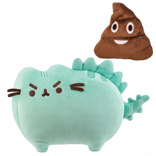 Pusheen Dinozauras Pusheenosaurus – Didelis Mėtinės Žalios Spalvos Pliušinis Kačiukas + Pagalvėlė Dovanų