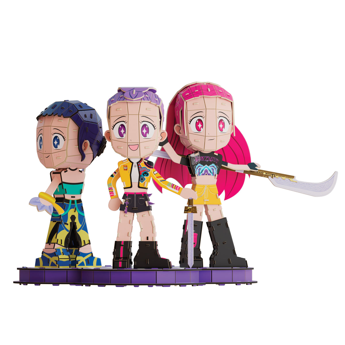 Puzzle 4D Build K-Pop Demon Hunters Huntrix 3D – 212 Elementų, 24 cm