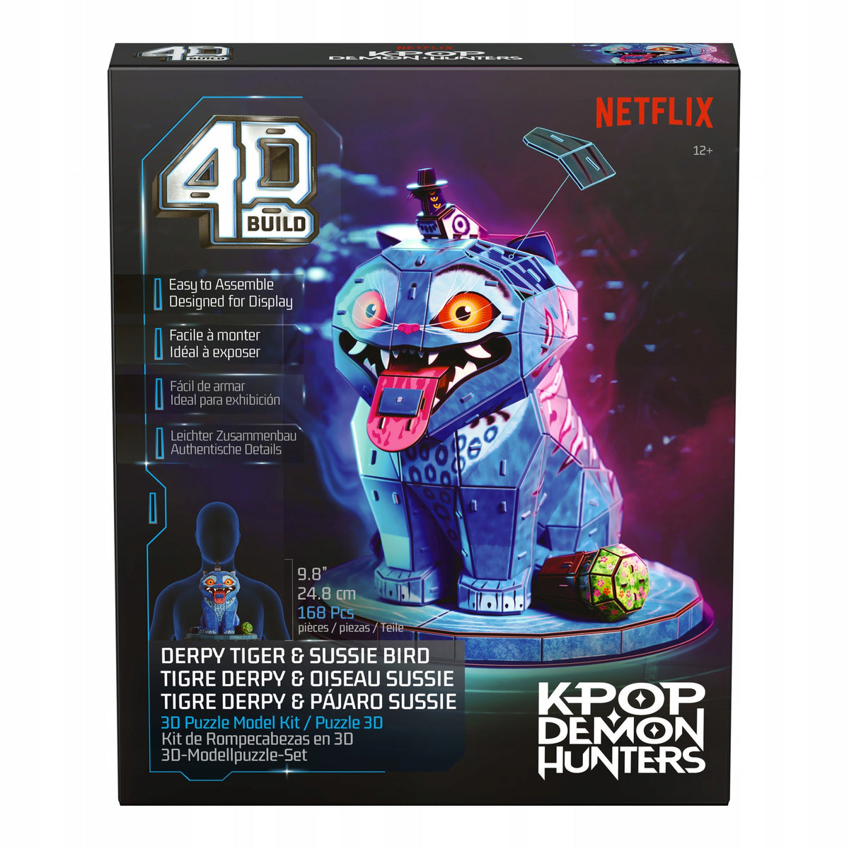 Puzzle 4D Build K-Pop Demon Hunters Tigras Derpy – 3D Surenkamas Modelis, 168 Dalys