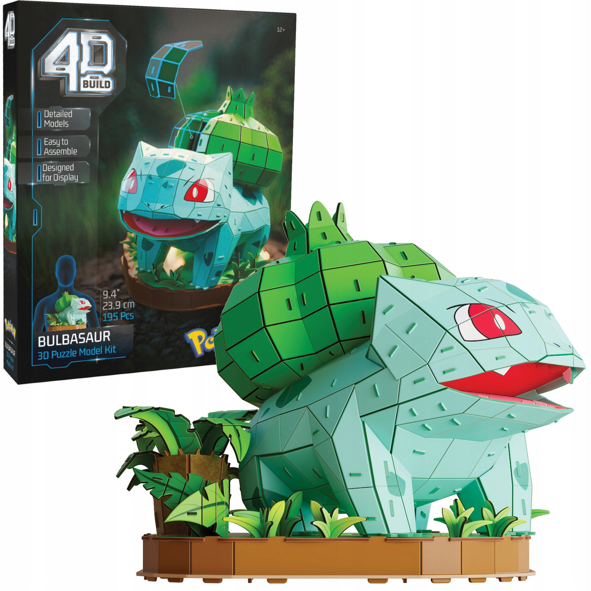 4D Build Pokemon Bulbasaur – 3D Surenkamas Modelis, 195 Detalės, 24 cm