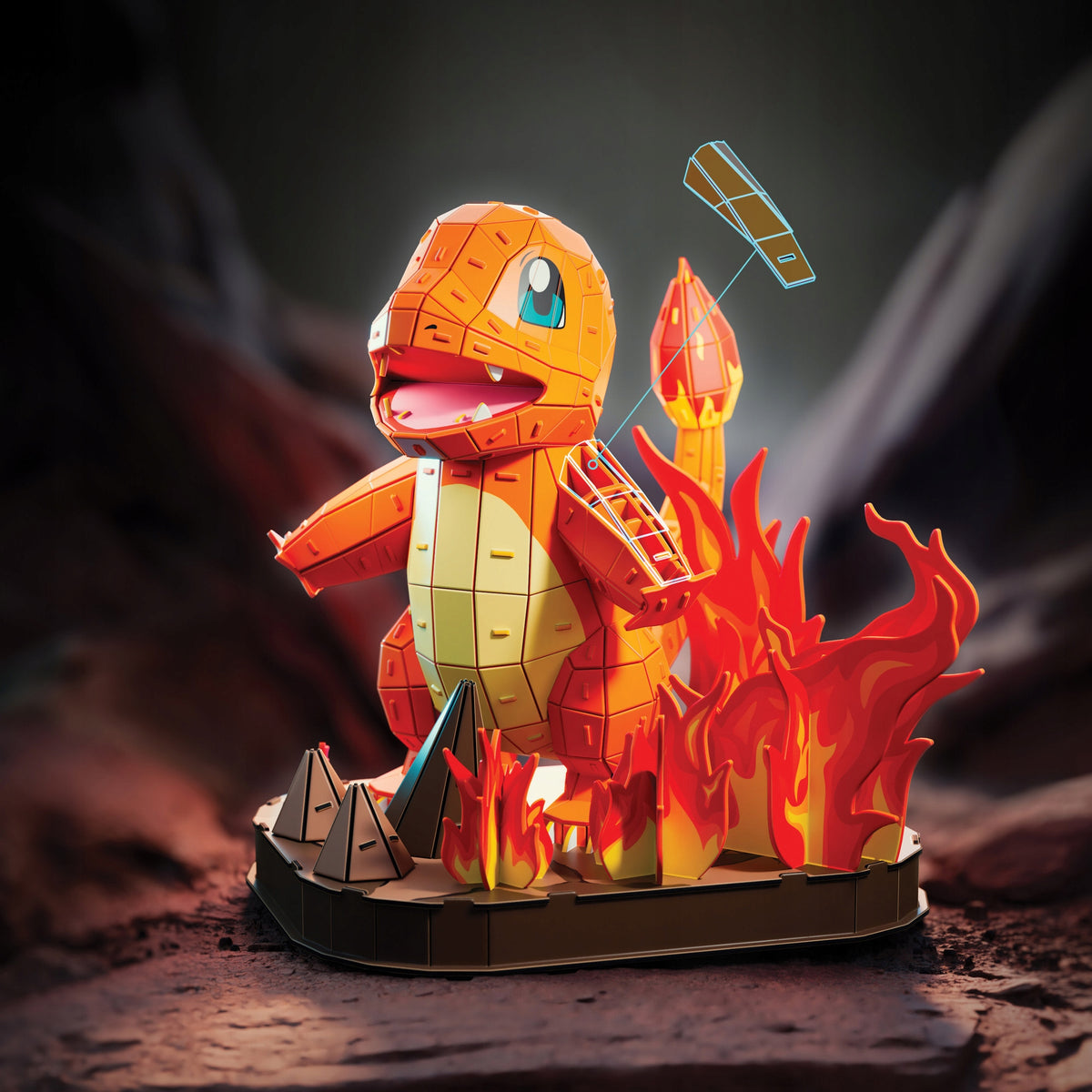 4D Build Pokemon Charmander Dėlionė – 3D Modelis Surinkimui, 241 Detalė, 25,5 Cm