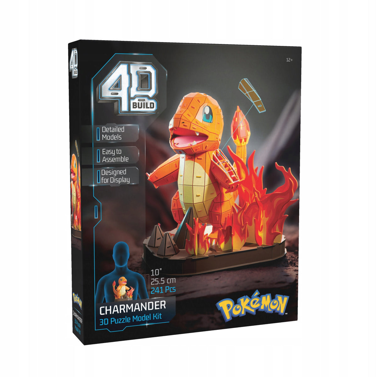 4D Build Pokemon Charmander Dėlionė – 3D Modelis Surinkimui, 241 Detalė, 25,5 Cm