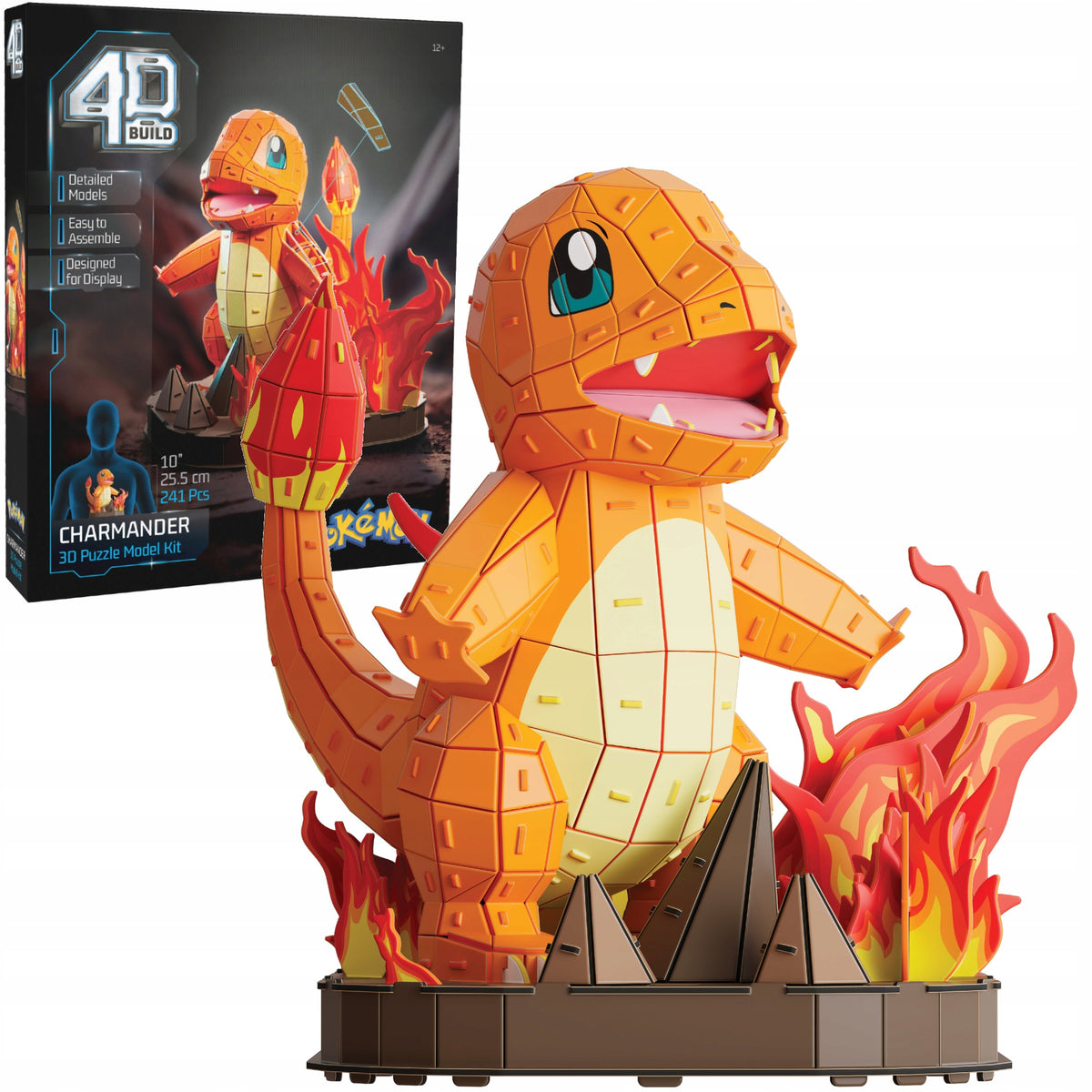 4D Build Pokemon Charmander Dėlionė – 3D Modelis Surinkimui, 241 Detalė, 25,5 Cm
