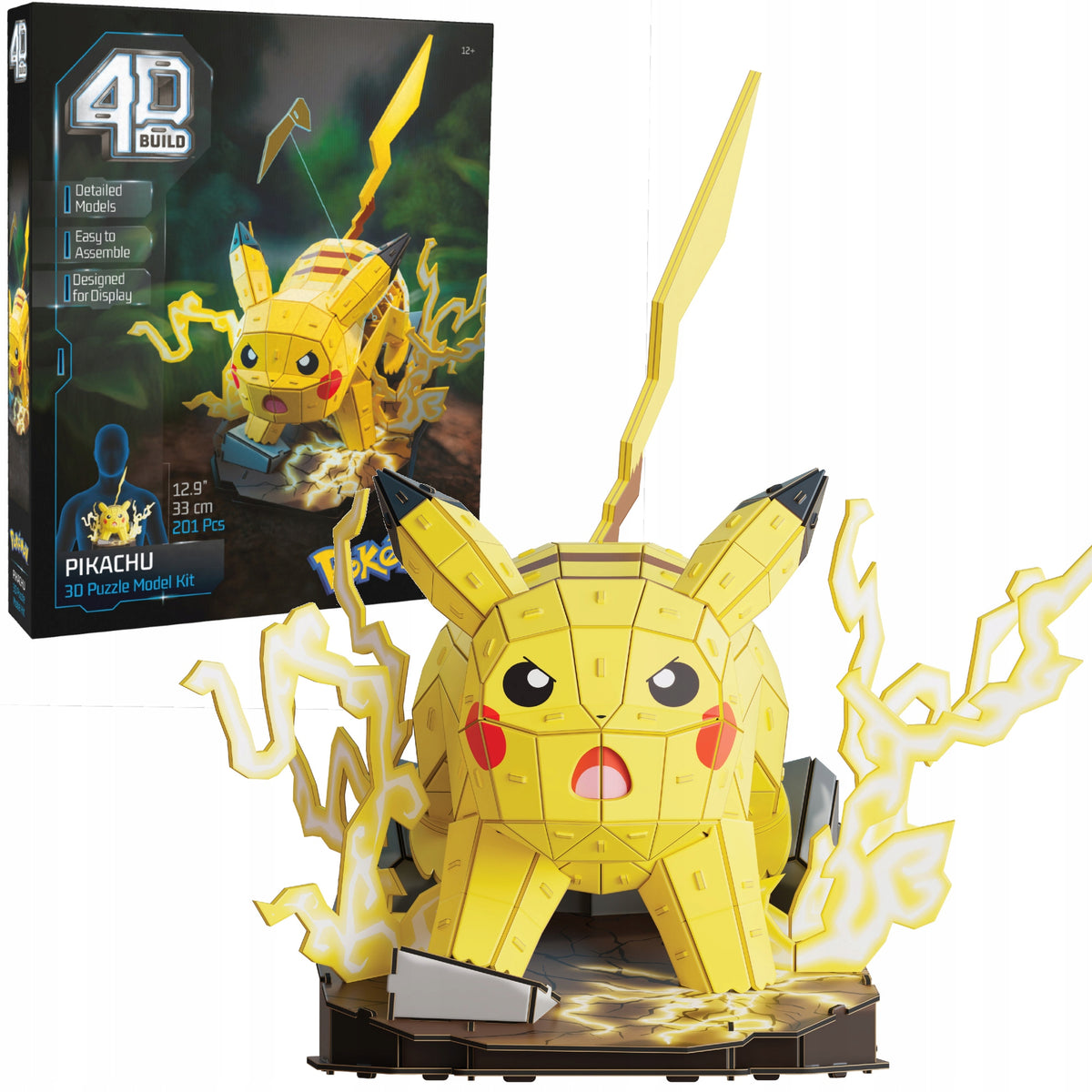 4D Build Pokemon Pikachu 3D Dėlionė – Surenkamas Modelis, 201 Detalė, 33 cm