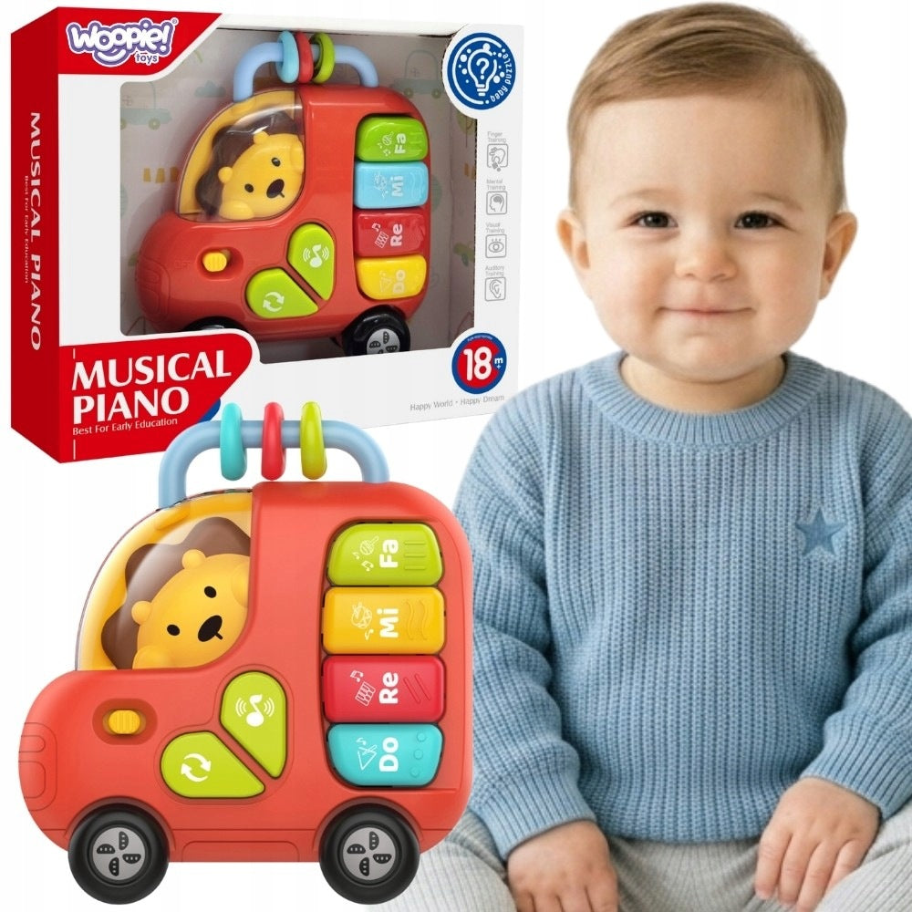 Interaktyvus Pianinukas-Autobusiukas su Liūtuku – Muzika, Garsai ir Šviesos Vaikams nuo 18 mėn.