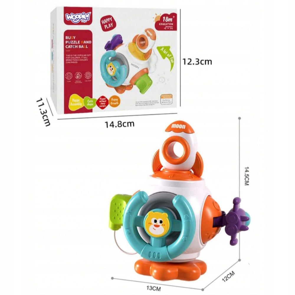 Montessori Sensorinis Kamuolys-Kubas „Kosminė Raketa“ 6in1, Vaikams Nuo 18 Mėn.