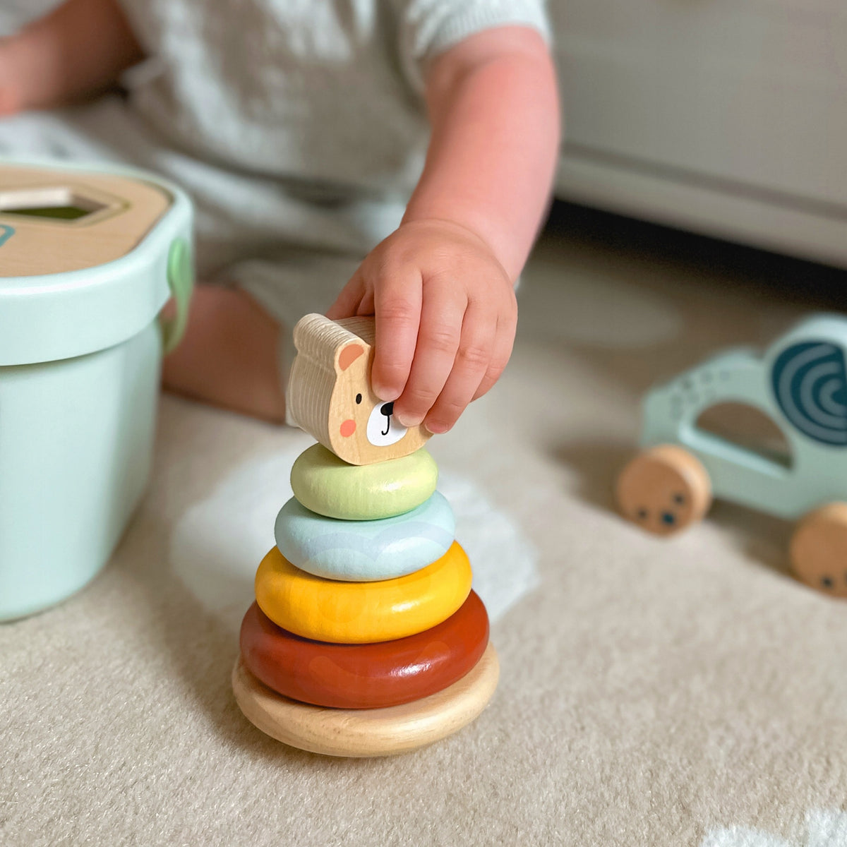 Edukacinis Rinkinys 3in1 – Sorterio Dėžutė, Piramidė Ir Dramblys