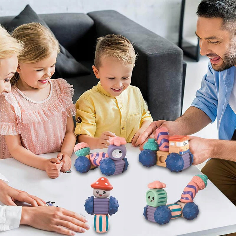 Mėnulio Robotukai – Minkšti Sensoriniai Kaladėlės, 12 Elementų, Edukacinis Žaislas