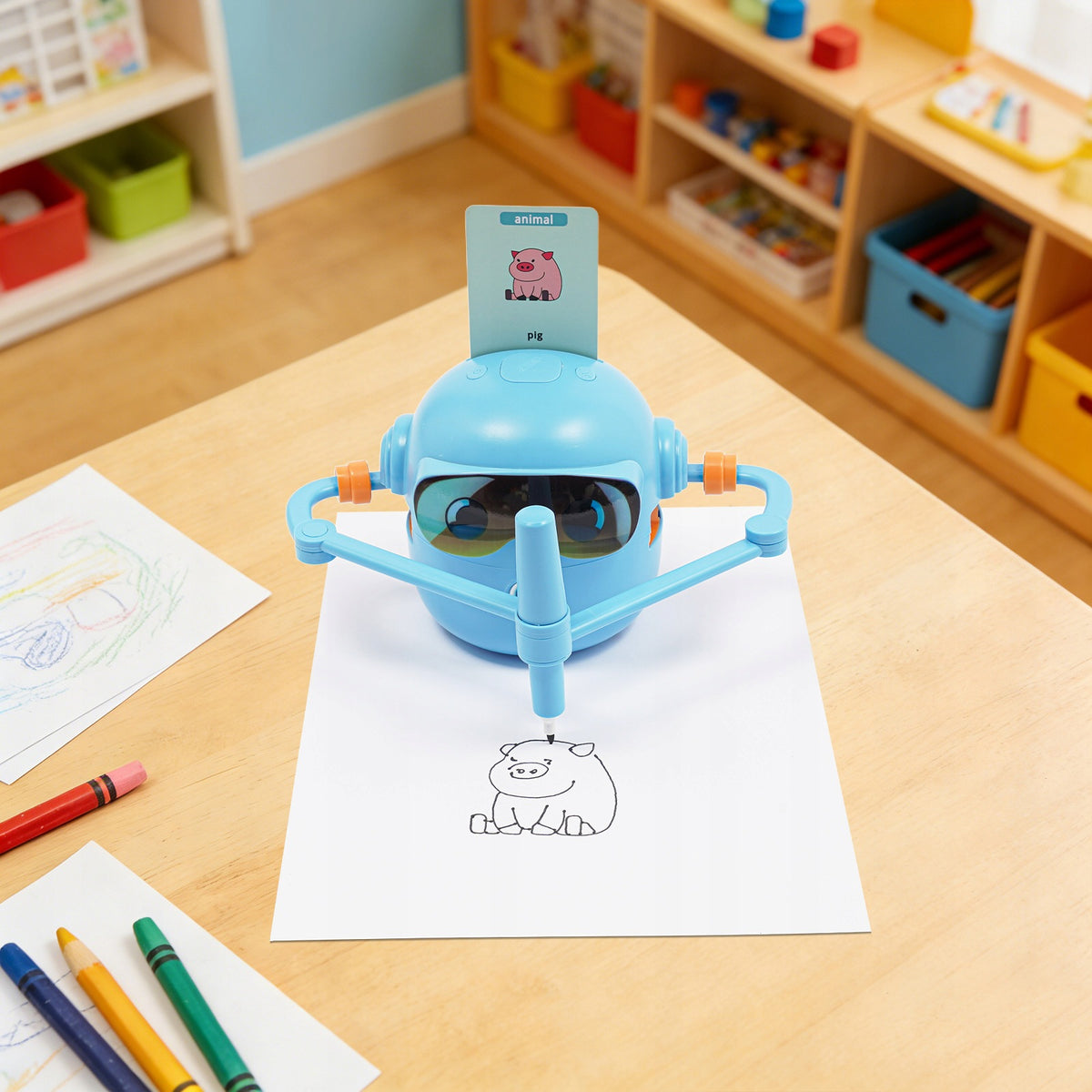 Piešimo Robotas Vaikams – 100 Kortelių, Edukacinis Žaislas su Įkraunama 1800mAh Baterija