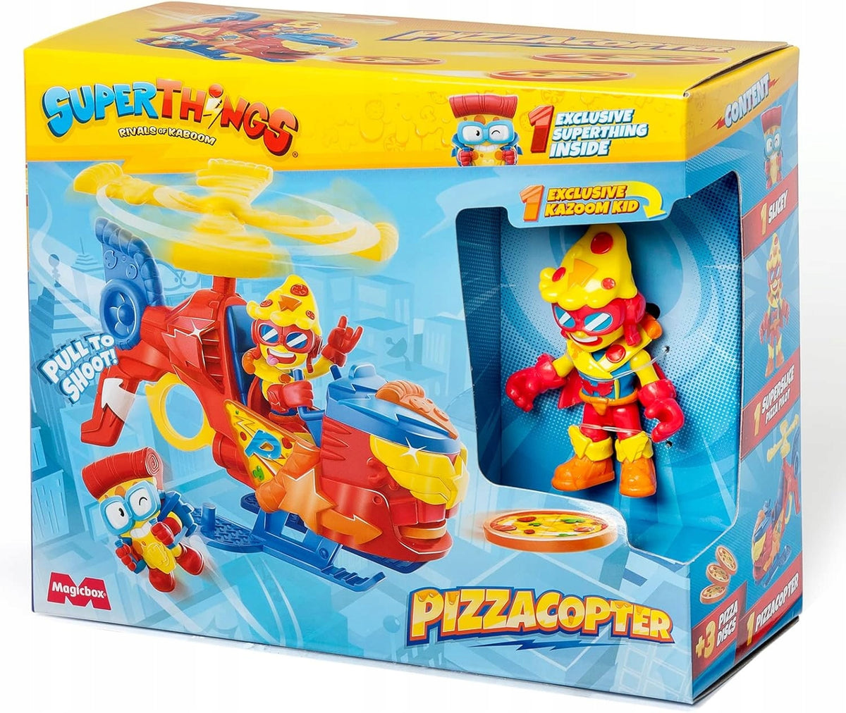 SuperThings Rinkinys: Sraigtasparnis „Pizzacopter“ Su Figūrėle