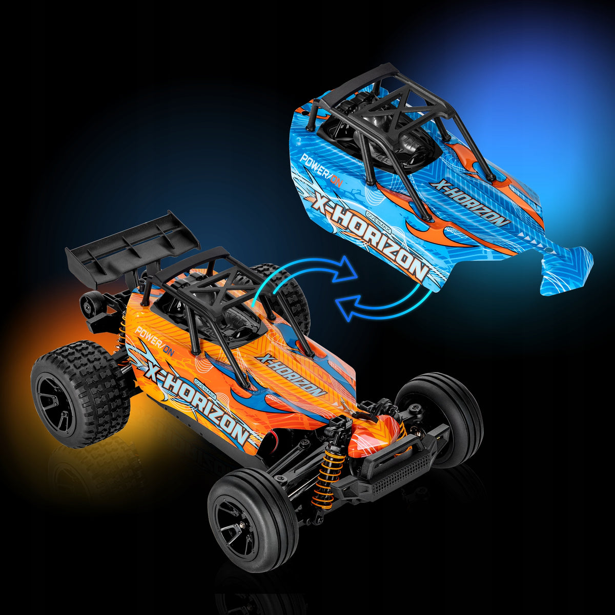 Nuotoliniu Būdu Valdomas Automobilis Overmax X-Horizon 4x4 30 km/h LED 100m + Papildomas Korpusas