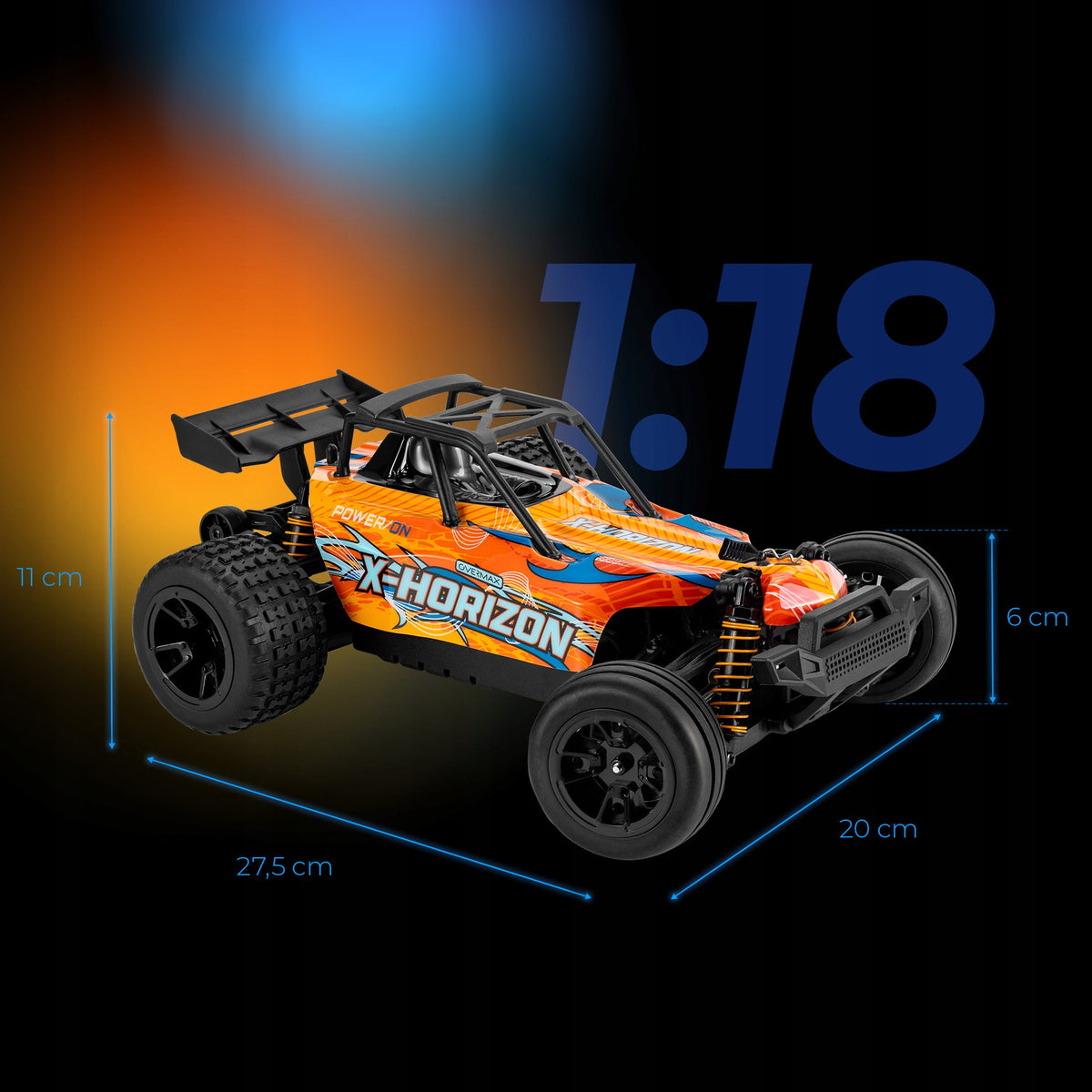 Nuotoliniu Būdu Valdomas Automobilis Overmax X-Horizon 4x4 30 km/h LED 100m + Papildomas Korpusas