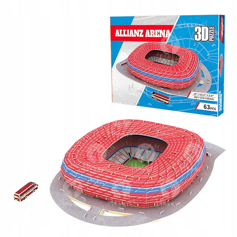 Allianz Arena Stadiono 3D Dėlionė – FC Bayern München, 63 Detalės