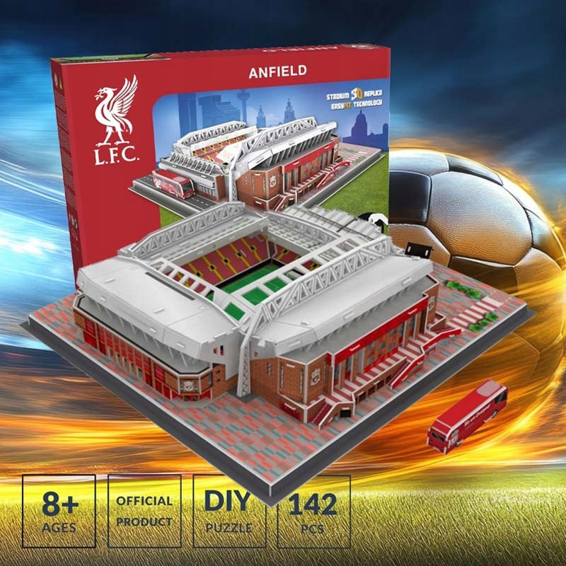 Anfield Stadiono 3D Dėlionė – Liverpool FC Klubo Modelis, 142 Detalės