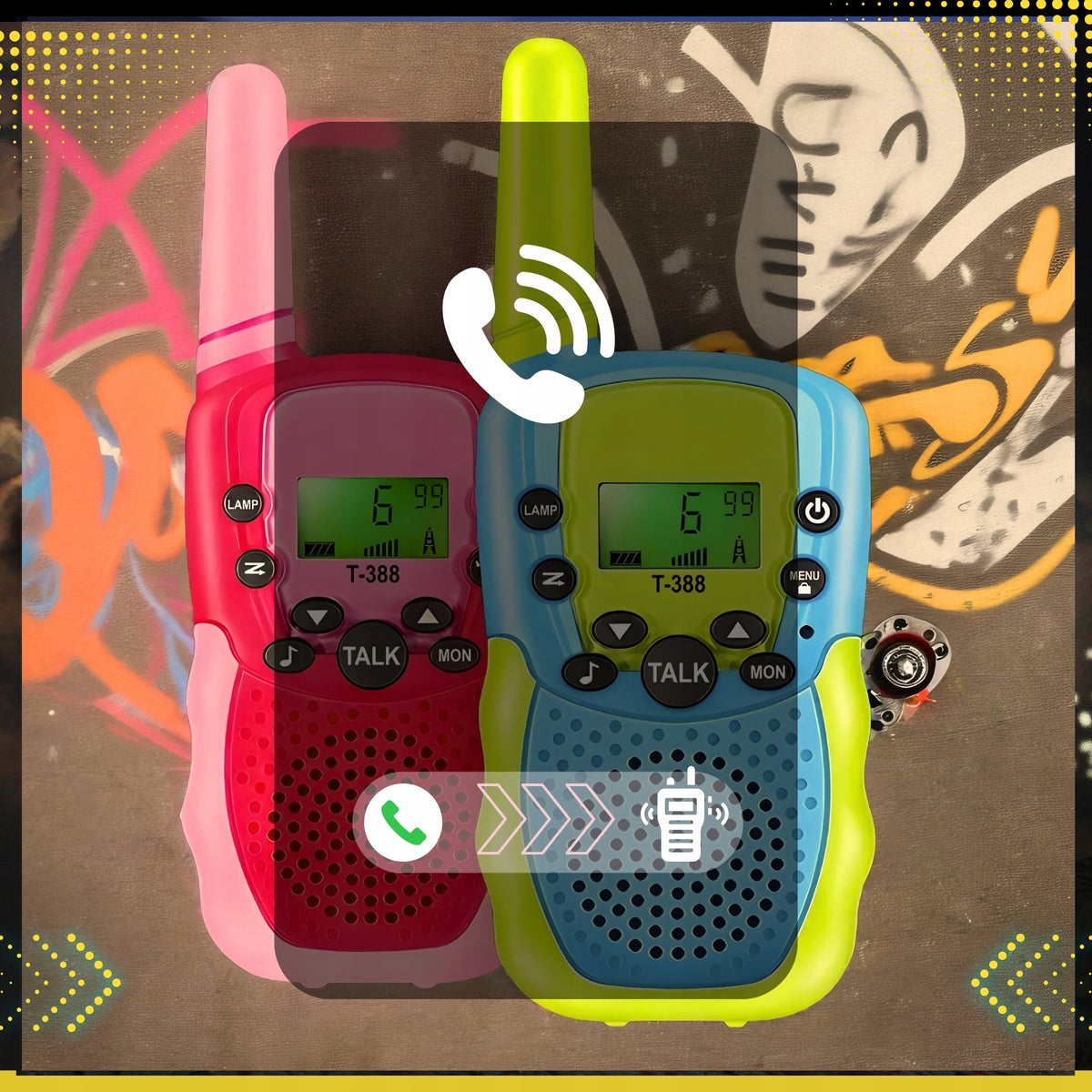 Vaikiškos Racijos Walkie Talkie 2 Vnt. – Didelio Veikimo Nuotolio Rinkinys