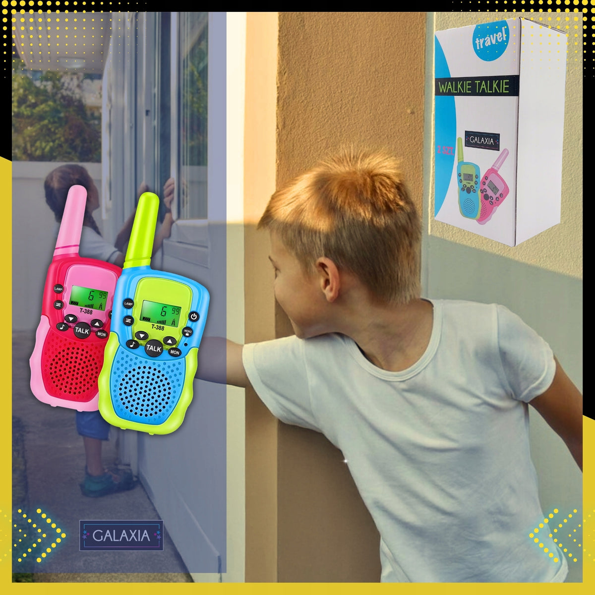 Vaikiškos Racijos Walkie Talkie 2 Vnt. – Didelio Veikimo Nuotolio Rinkinys
