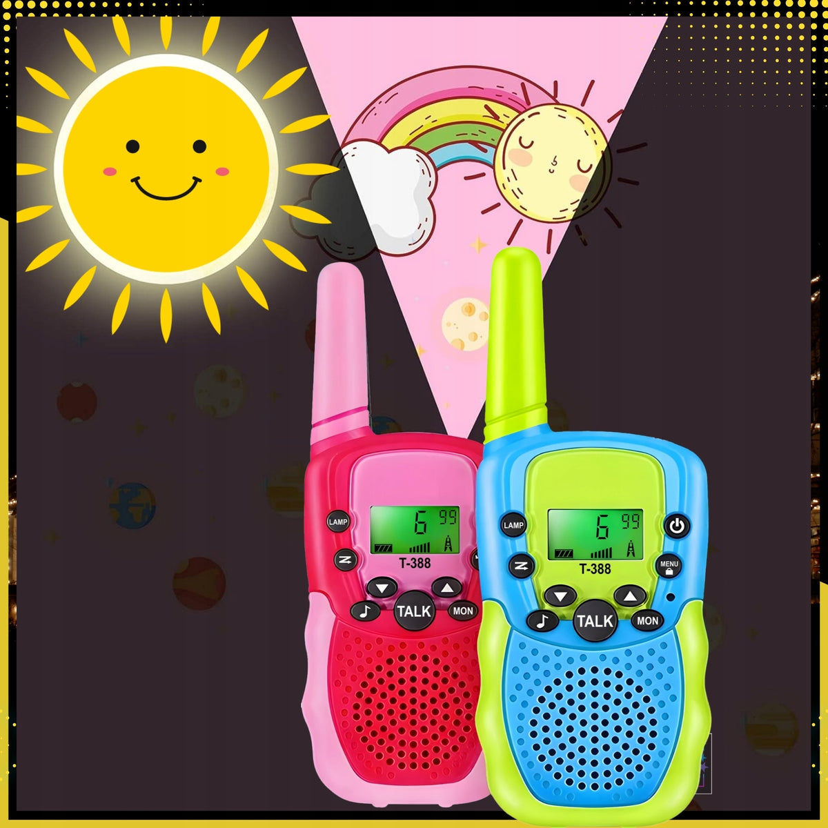 Vaikiškos Racijos Walkie Talkie 2 Vnt. – Didelio Veikimo Nuotolio Rinkinys