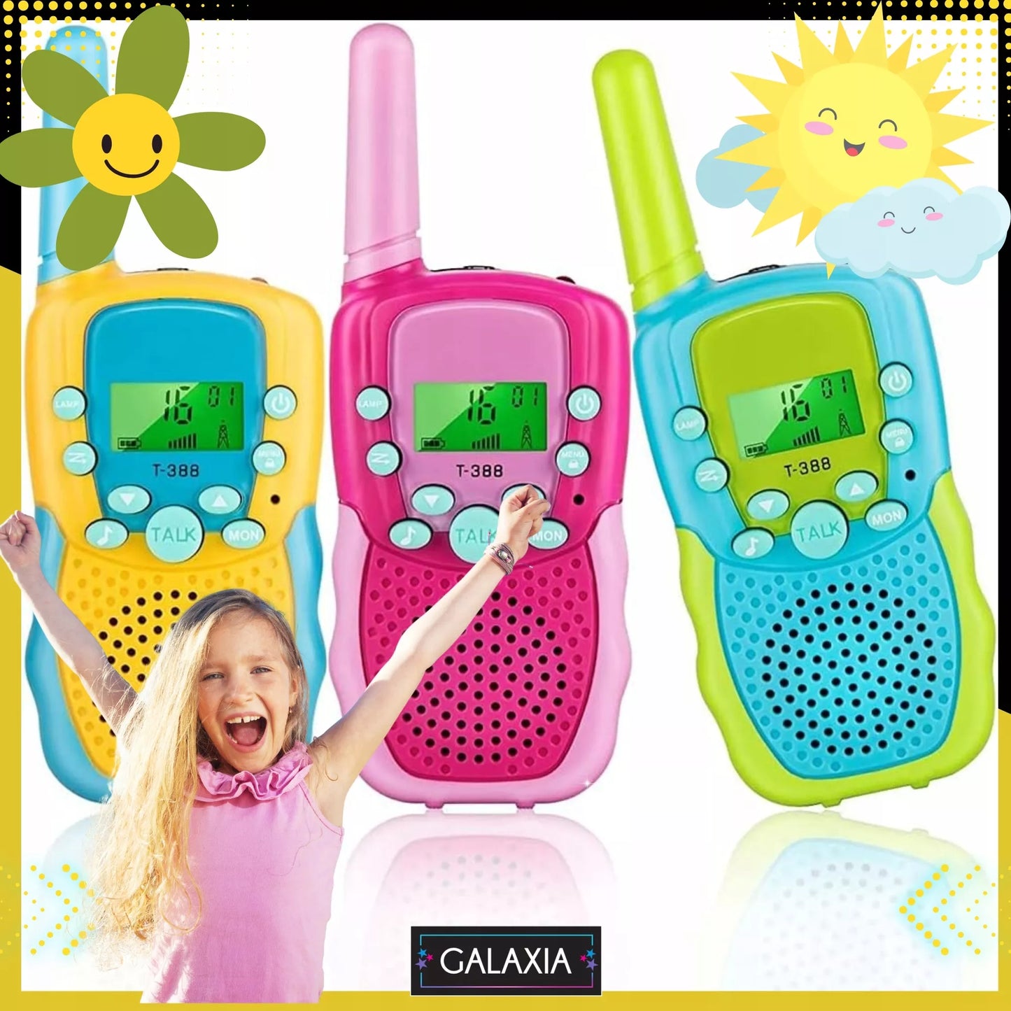 WALKIE TALKIE VAIKAMS 3VNT. Radijo stotelės, didelio nuotolio rinkinys