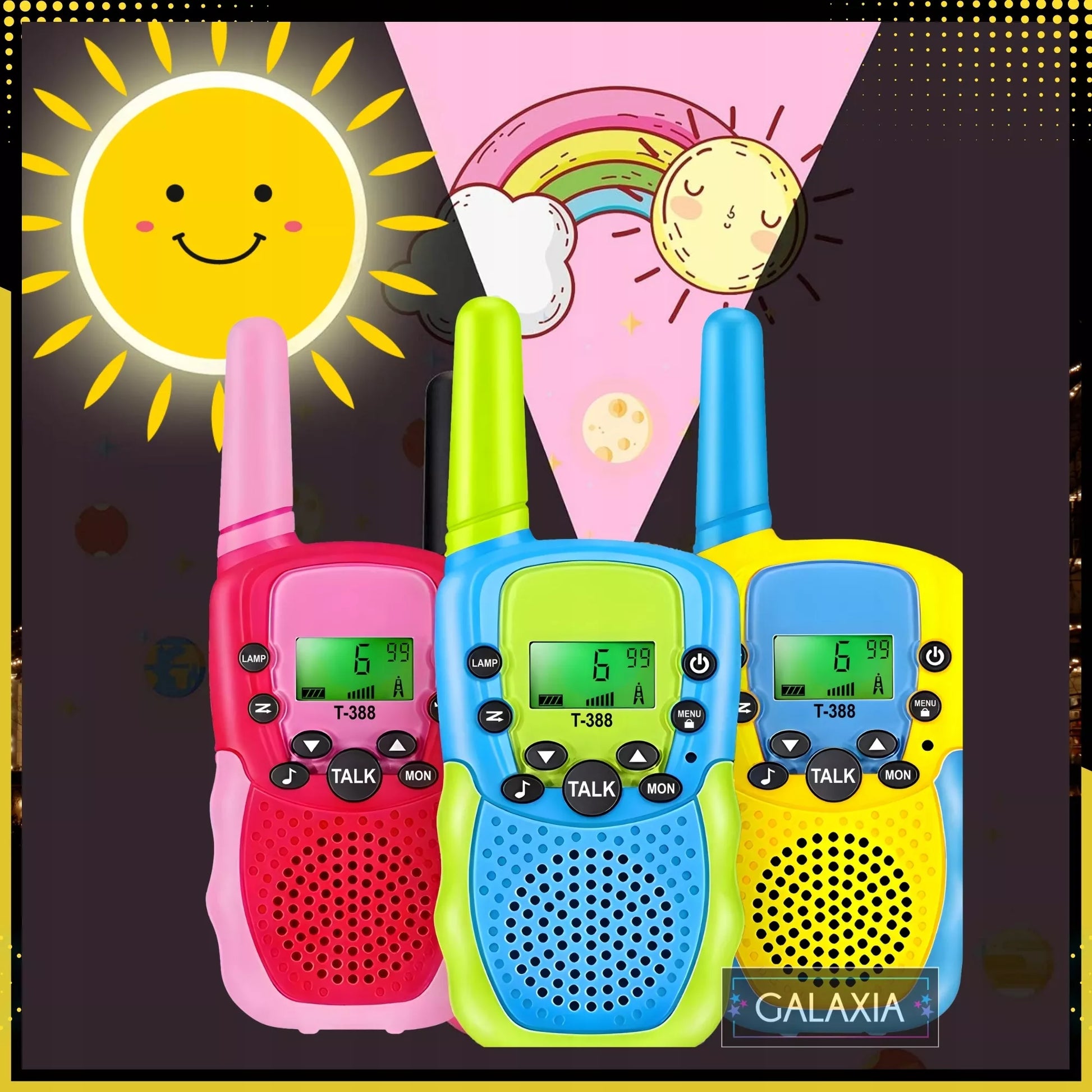 WALKIE TALKIE VAIKAMS 3VNT. Radijo stotelės, didelio nuotolio rinkinys
