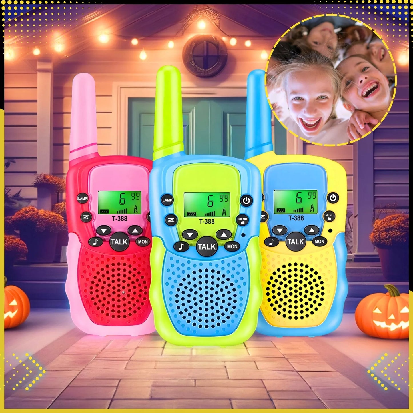 WALKIE TALKIE VAIKAMS 3VNT. Radijo stotelės, didelio nuotolio rinkinys