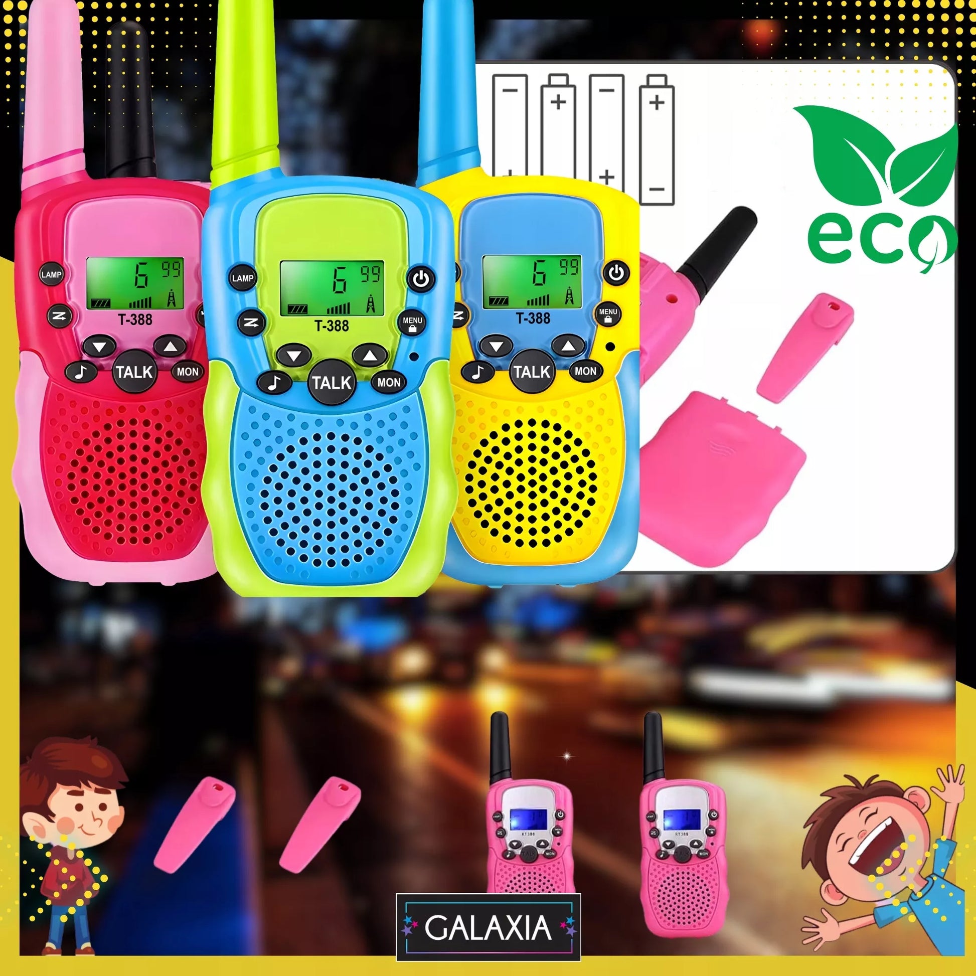WALKIE TALKIE VAIKAMS 3VNT. Radijo stotelės, didelio nuotolio rinkinys