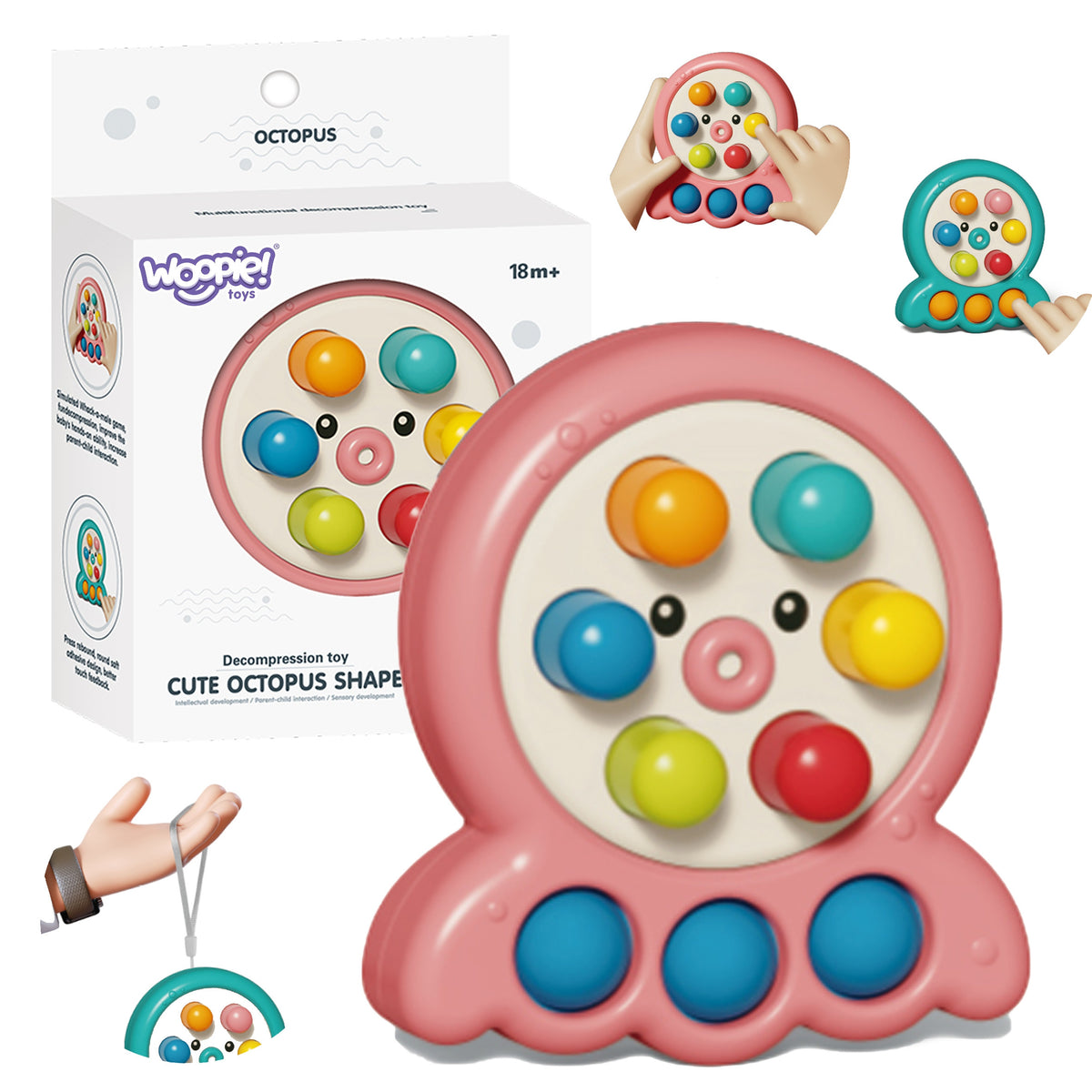 Woopie Kurmio Mušimo Žaidimas su Virvele – Aštuonkojo Formos, Rožinis 2in1