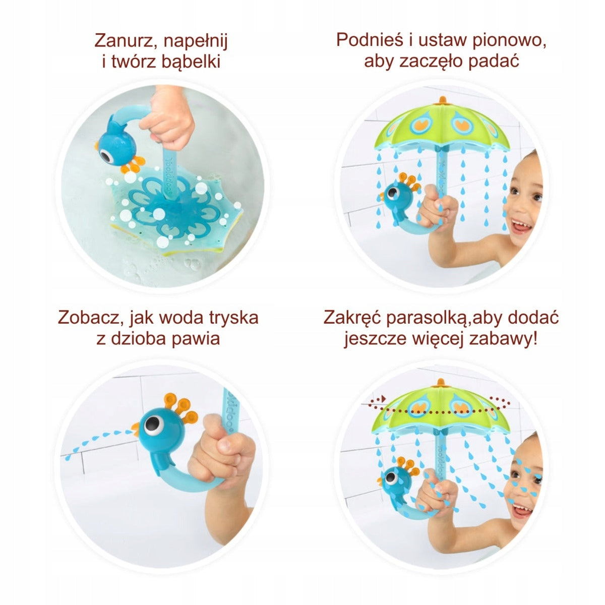 Yookidoo Vonios Žaislas – Povo Skėtis, Žalios Spalvos