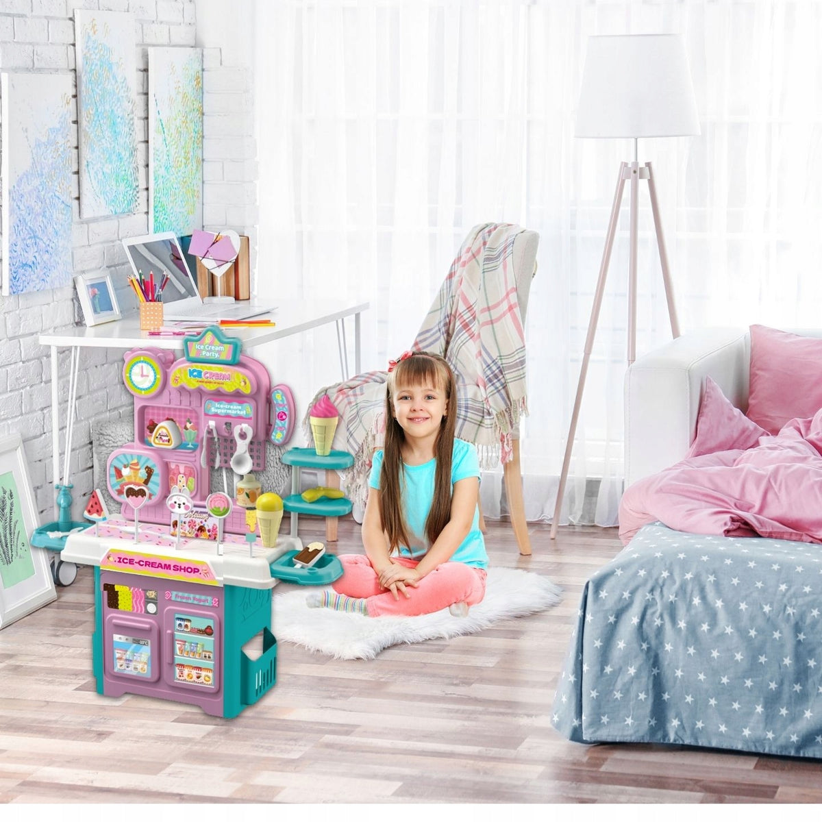 Edukacinis Žaislas Vaikams – Ledainė „IceCream Party“, 32 Dalys, 50 cm Aukščio