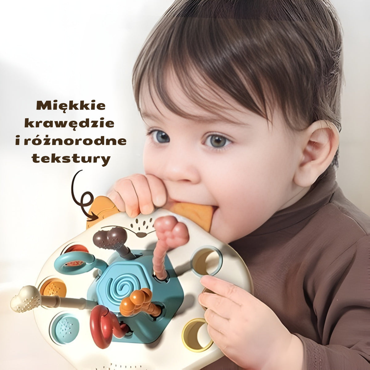 Montessori Sensorinis Žaislas – Kramtukas-Barškutis Lapė Su Virvelėmis