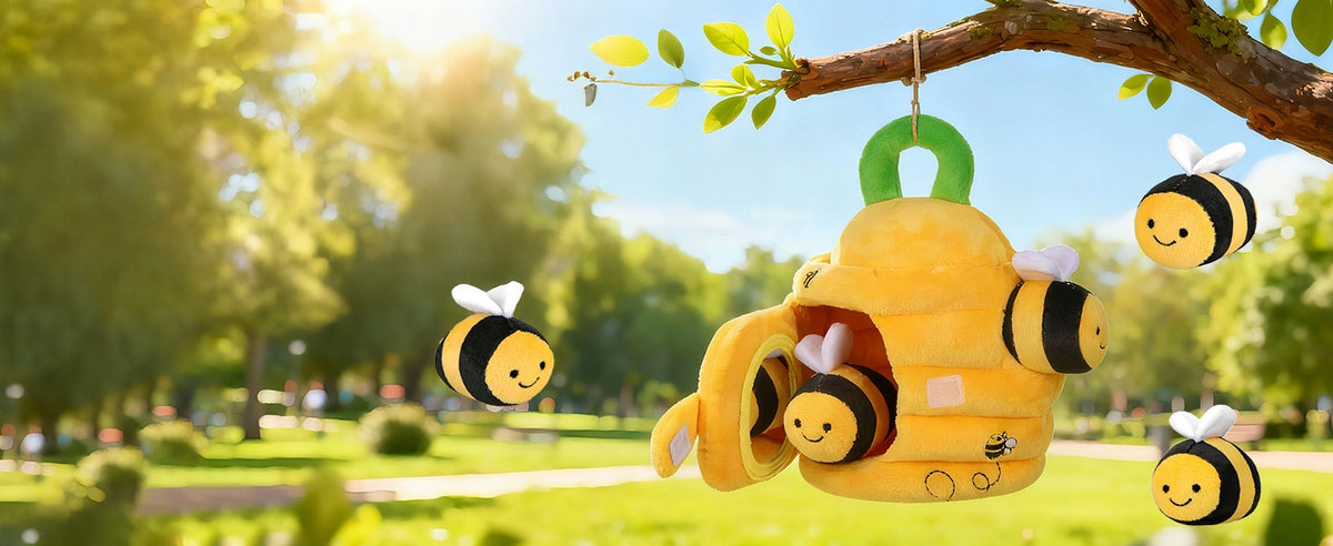 Sensorinis Žaislas Kūdikiams – Pliušinis Avilys su Bitutėmis, Edukacinis, 6+ Mėn.