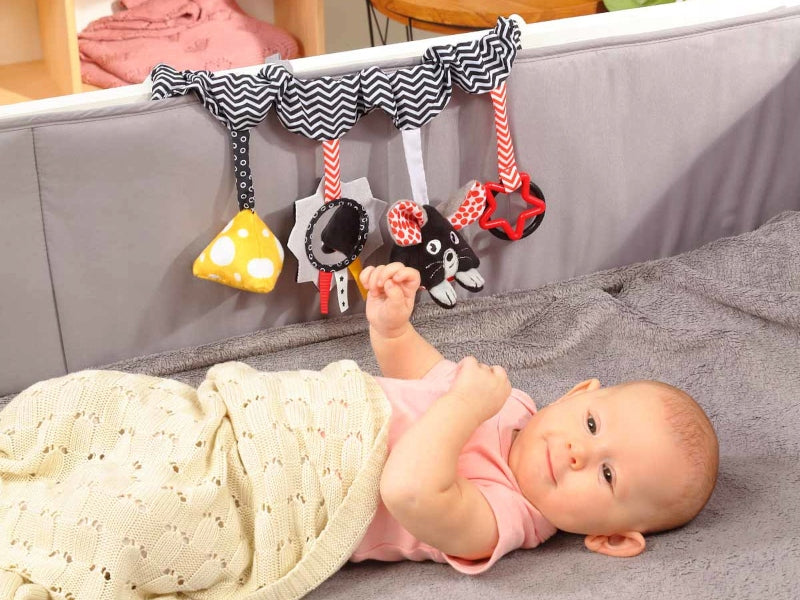 Kontrastinis Žaislas Vežimėliui, Lovytei ir Automobilinei Kėdutei – BabyOno Edukacinis Pakabukas