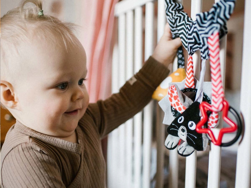 Kontrastinis Žaislas Vežimėliui, Lovytei ir Automobilinei Kėdutei – BabyOno Edukacinis Pakabukas