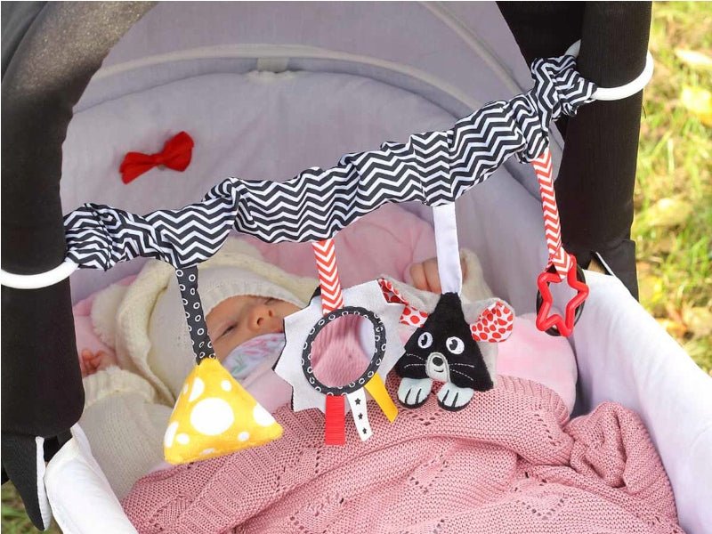 Kontrastinis Žaislas Vežimėliui, Lovytei ir Automobilinei Kėdutei – BabyOno Edukacinis Pakabukas
