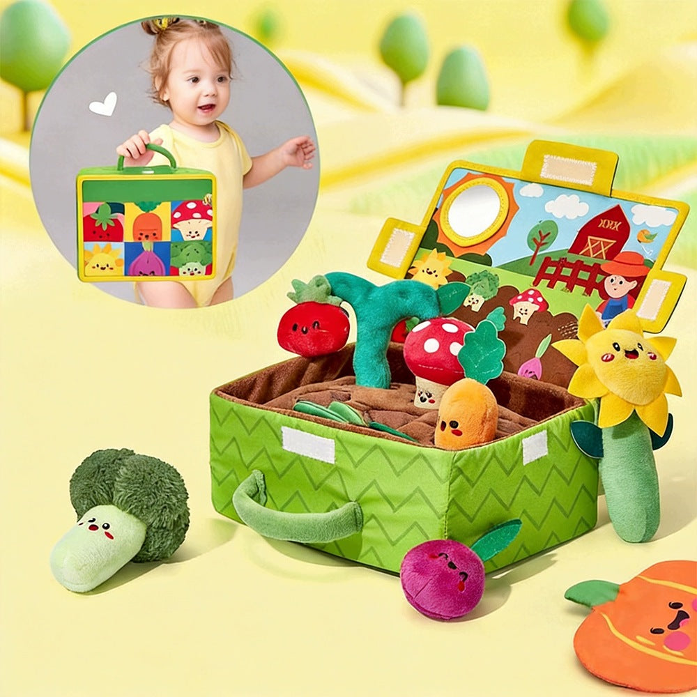 Montessori Žaislai – Pliušiniai Vaisiai Ir Daržovės Spalvoms Bei Suėmimui Lavinti 6m+