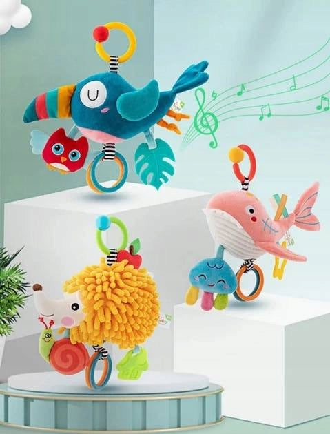 Muzikinis Pakabukas Banginis ant Virvelės – Sensorinis Žaislas Vežimėliui ir Lopšiui 0+