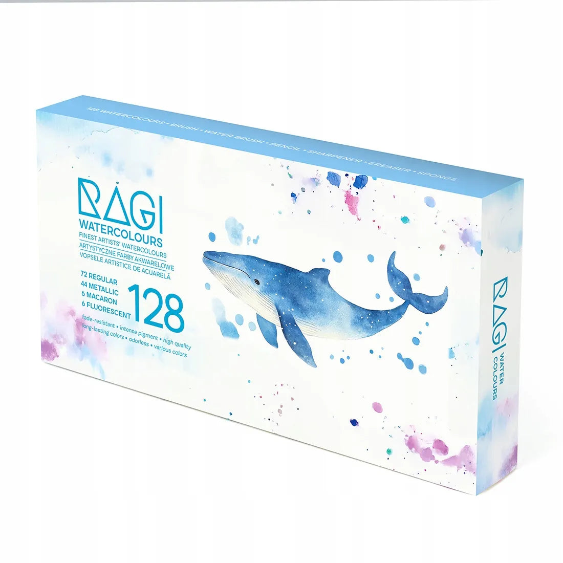 Akvarelinių dažų rinkinys Ragi 128 spalvų + teptukai - 135 dalių