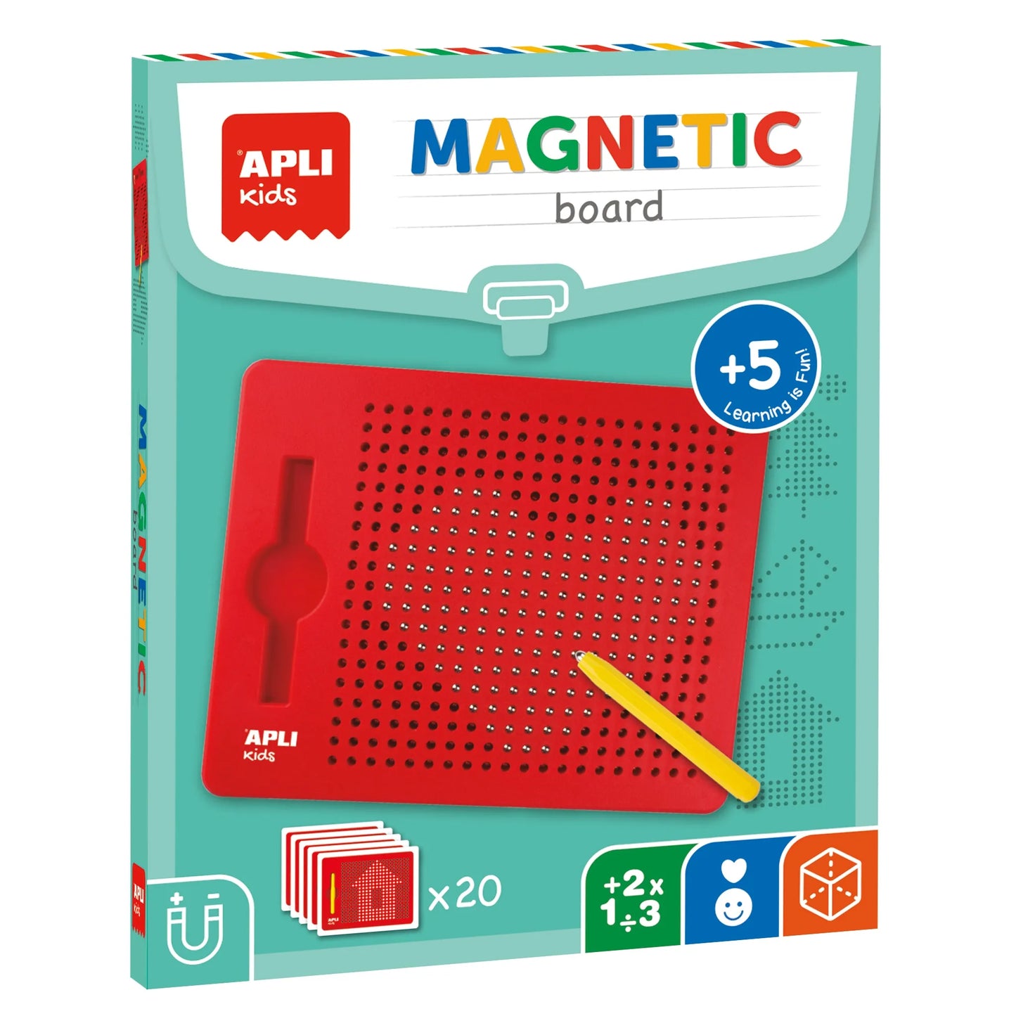 Apli Kids magnetinė lenta vaikams - rutuliukai, pieštukas, šablonai 5+