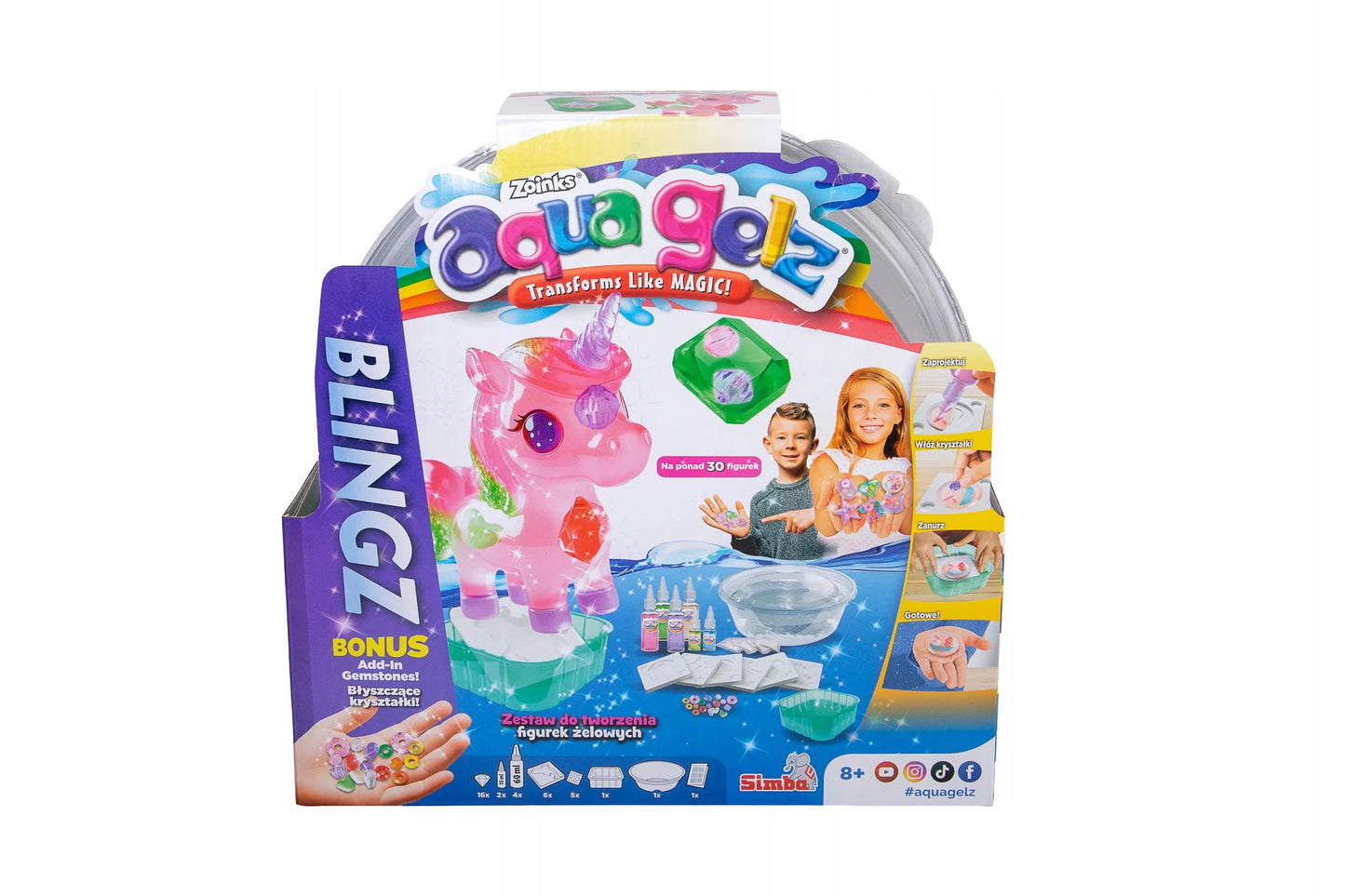 AQUA GELZ didelis kūrybinis rinkinys – 6 spalvų geliai, kristalai ir 3D figūrėlės