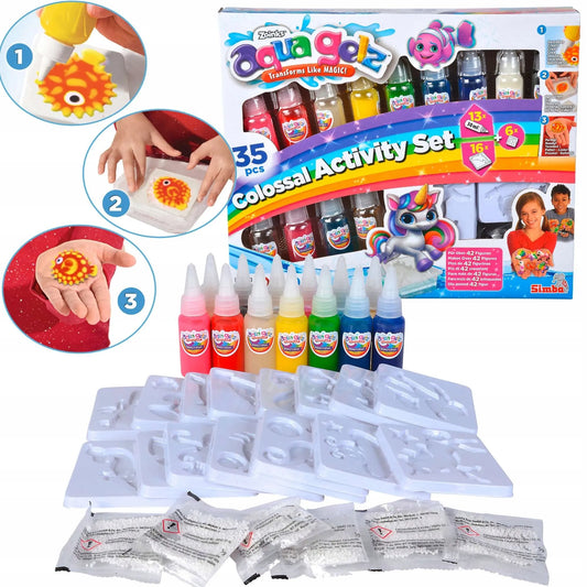 AQUA GELZ didelis kūrybinis rinkinys XXL 13 spalvų gelis 3D gyvūnėliai + formelės