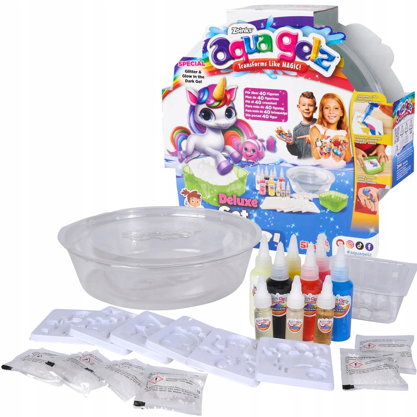 AQUA GELZ kūrybinis rinkinys „Deluxe“, 9 spalvų šviečiantis gelis