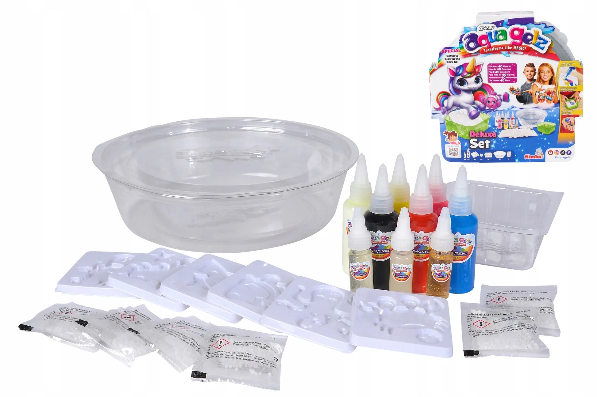 AQUA GELZ kūrybinis rinkinys „Deluxe“, 9 spalvų šviečiantis gelis