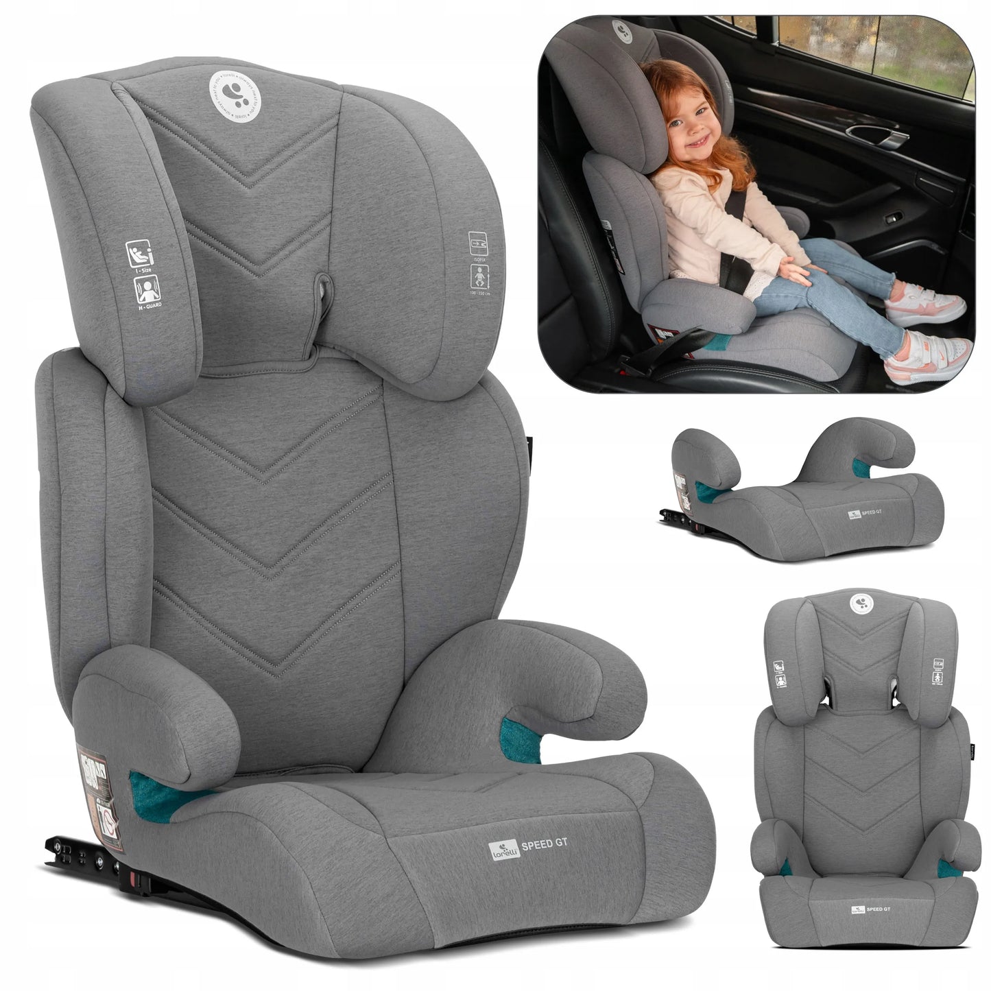 Automobilinė kėdutė 15-36 kg ISOFIX i-Size Lorelli Speed GT 100-150 cm pilka