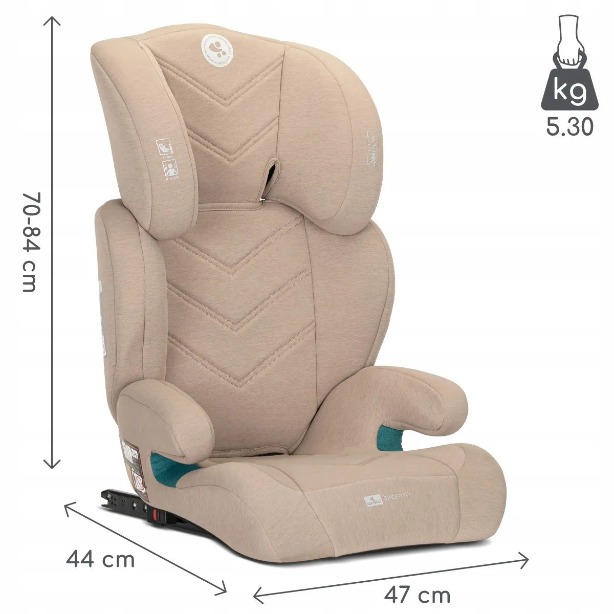 Automobilinė kėdutė 15-36 kg ISOFIX i-Size Lorelli Speed GT 100-150cm smėlio spalvos